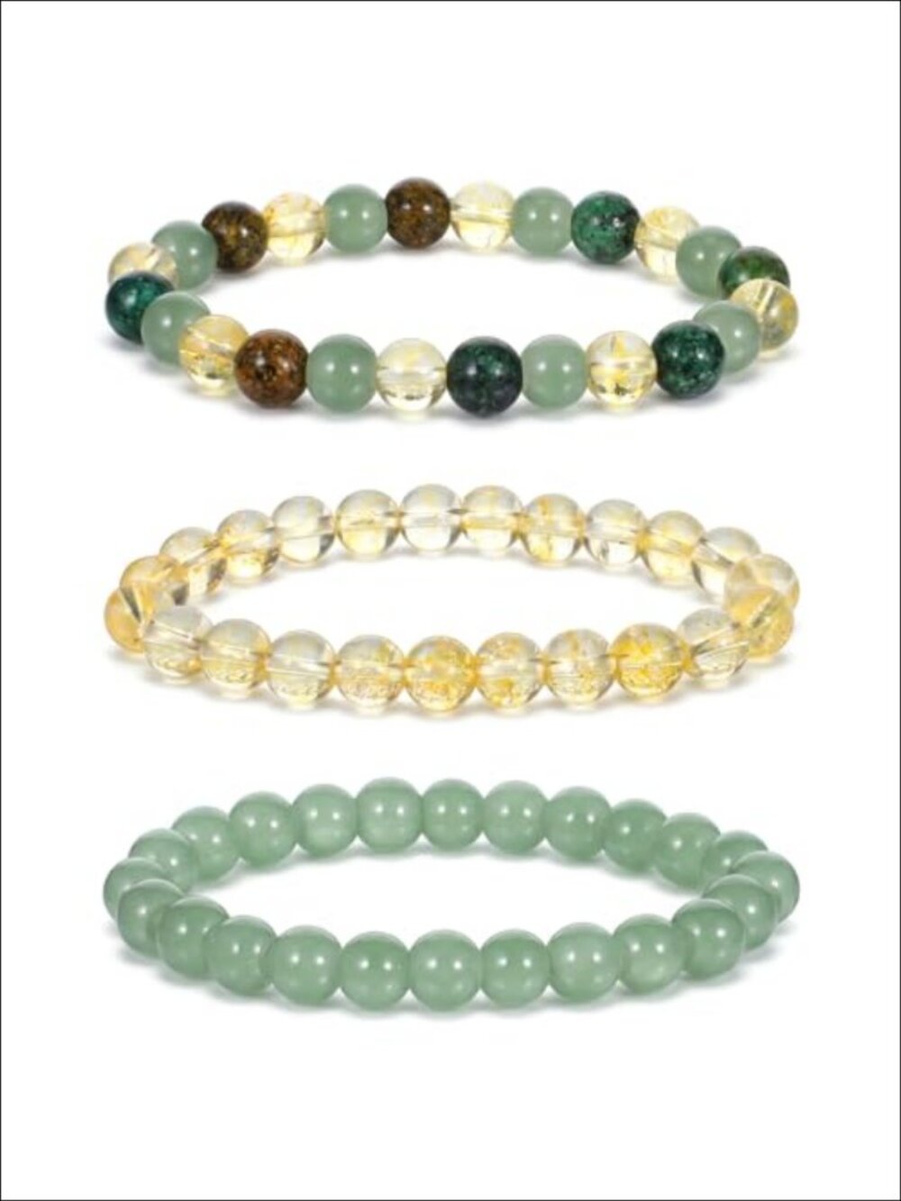 3 Set Natural Healing Crystal Bracelets Beaded Stretch Feng Shui Jewelry